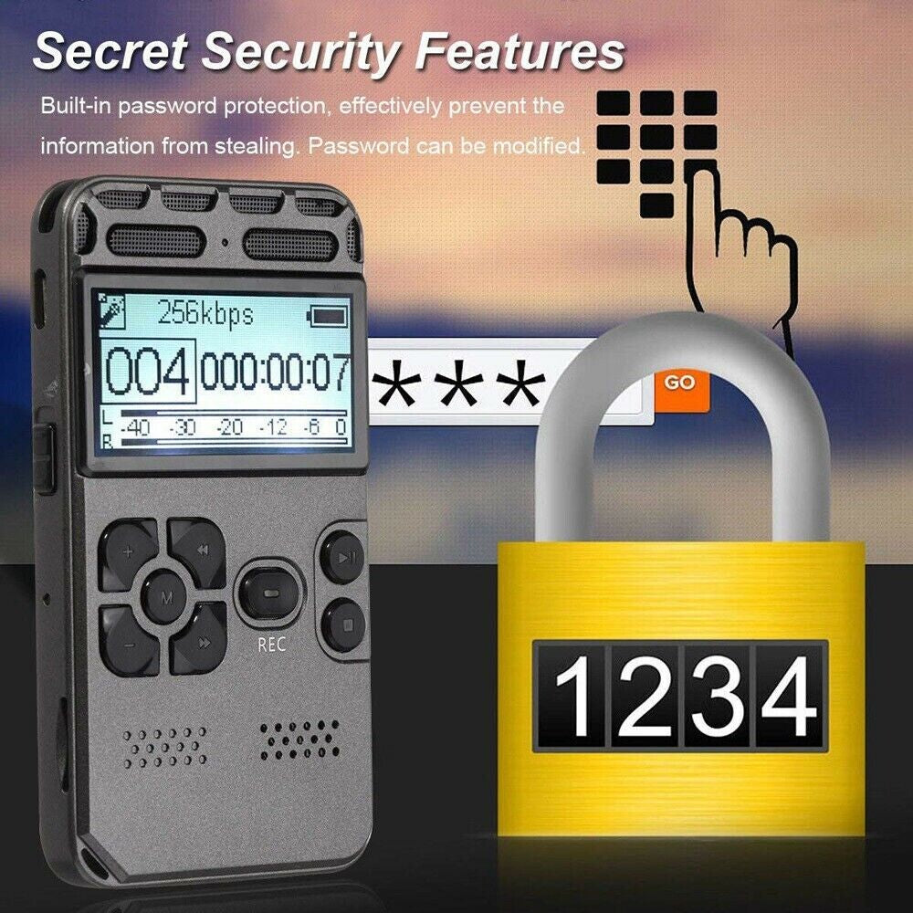 64GB Digital Voice Recorder & MP3 Player with LCD Display - Digital voice recorder Readi Gear