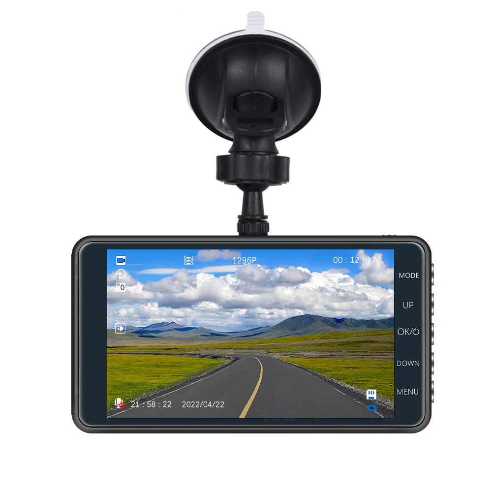 4” HD Touch Screen Dual Lens Dash Cam Recorder – Front & Rear Night Vision - Dash camera Readi Gear