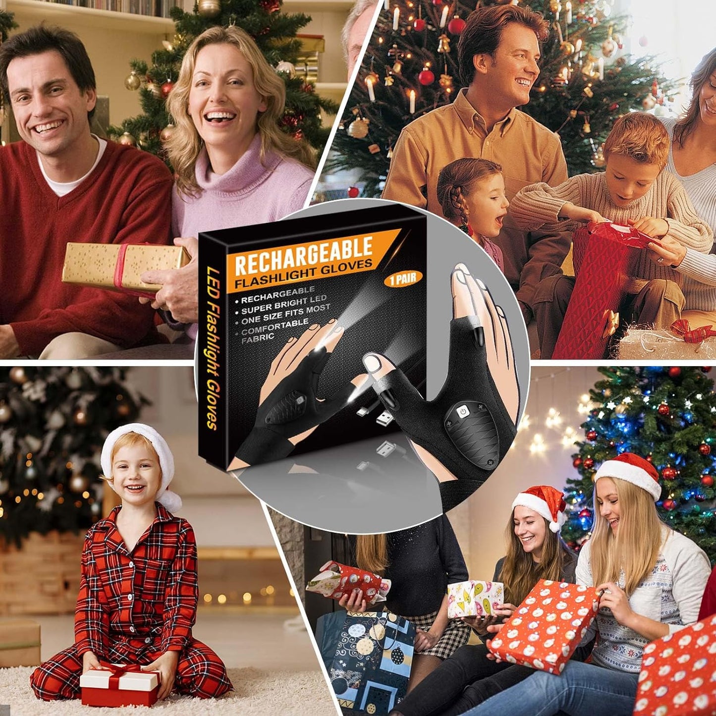 LightGrip LED Gloves - Rechargeable Hands-Free Light for Camping, Fishing, DIY - Flashlight gloves Readi Gear