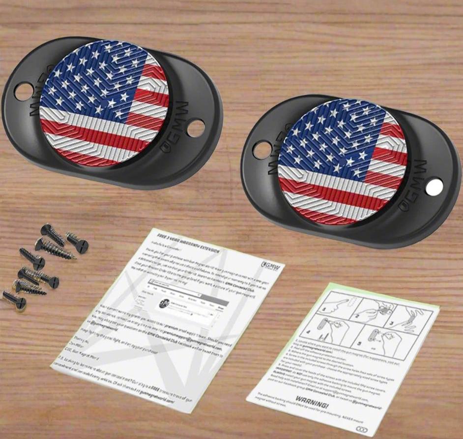 American Flag Magnetic Concealed Gun Mount 2-Pack for Car, Desk, Wall - Magnetic gun mount Readi Gear