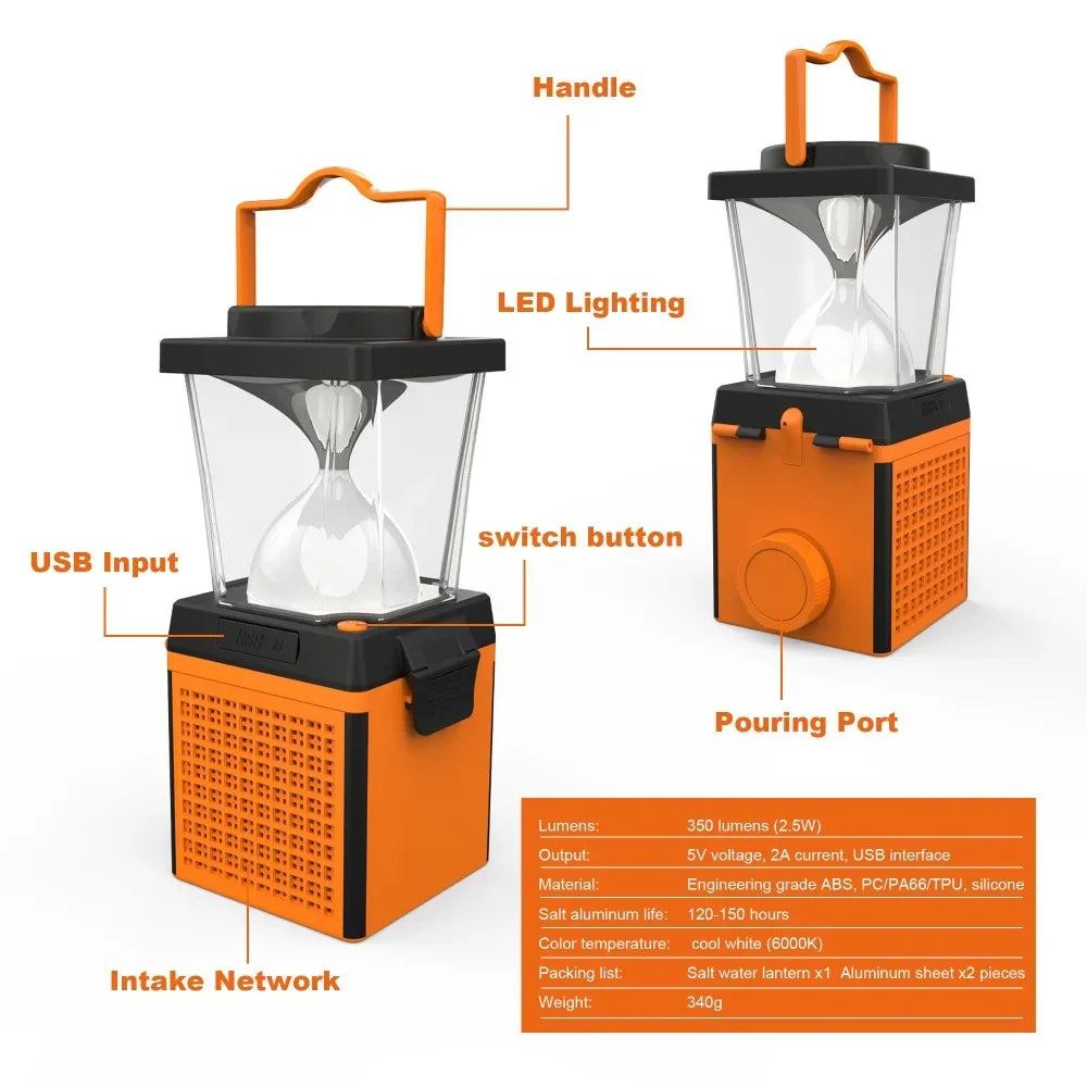 SaltLight 120-Hour Salt Water-Powered Lantern & USB Power Bank - Salt water powered lantern Readi Gear
