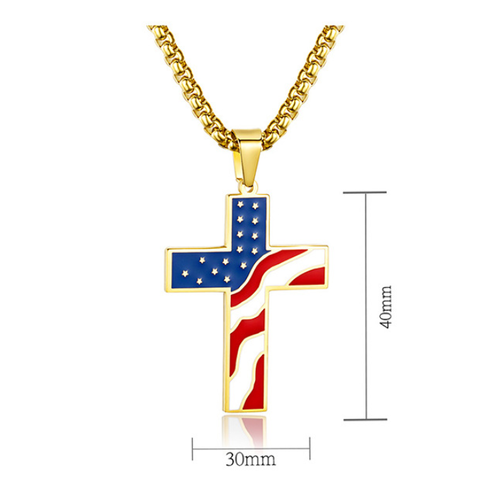 USA Flag Cross Necklace - USA Flag Cross Necklace Readi Gear