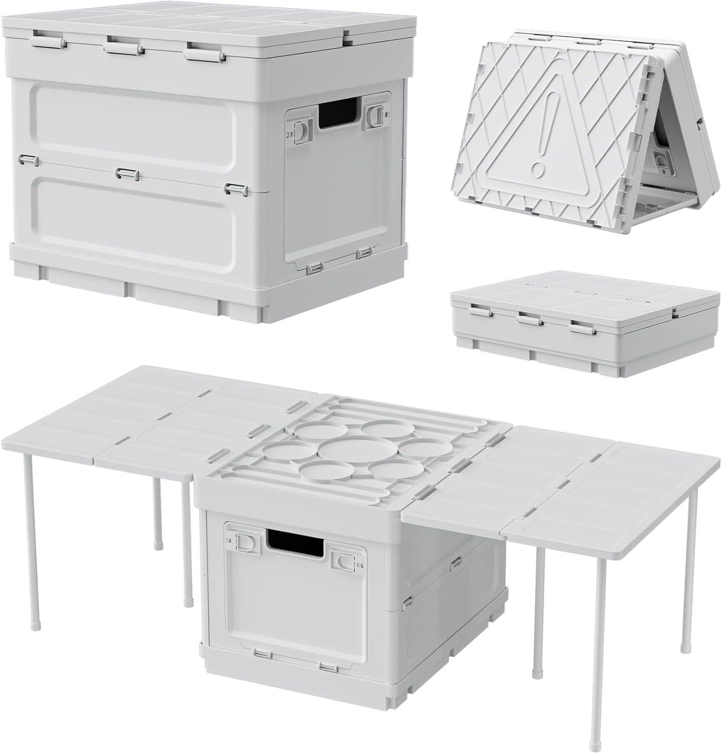 FoldAway Camping Storage Bin & Table with Safety Warning Sign - Readi Gear