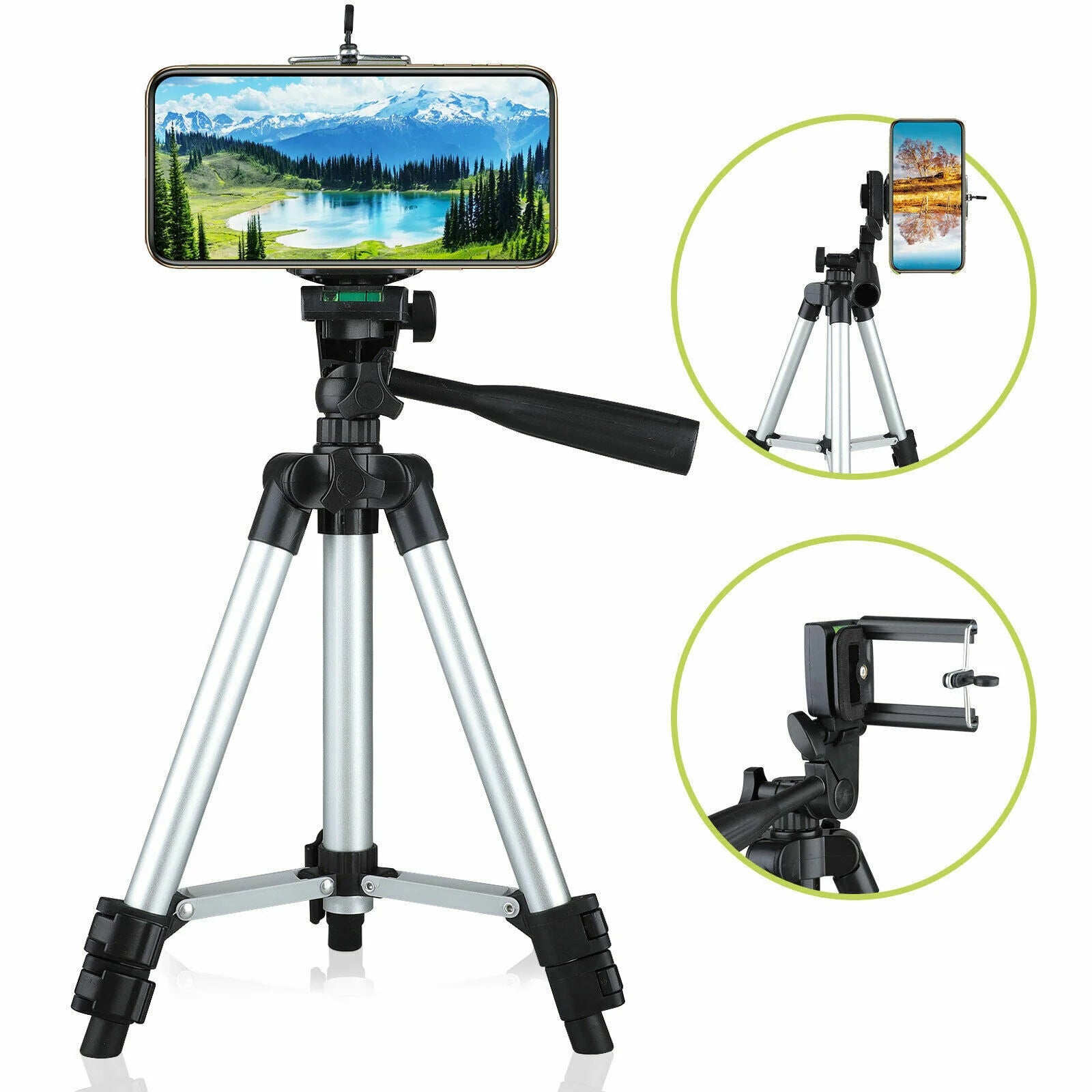 360° Swivel Camera Tripod Stand & Phone Holder for iPhone, Samsung + Bag - Readi Gear