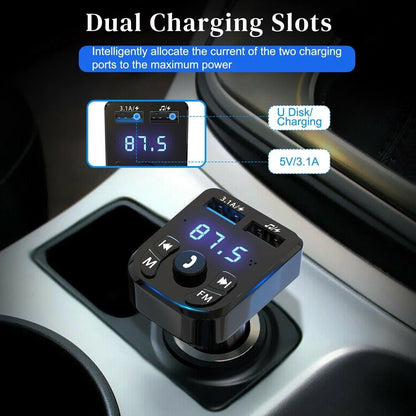 Bluetooth 5.0 Car FM Transmitter - Dual USB Charger & Hands-Free - Bluetooth car transmitter Readi Gear
