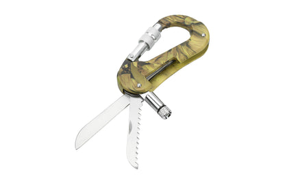 5-in-1 Tactical Camouflage Carabiner | Knife, Saw, LED Light & Keychain - Multi-tool carabiner Readi Gear