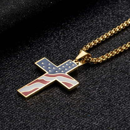 USA Flag Cross Necklace - USA Flag Cross Necklace Readi Gear