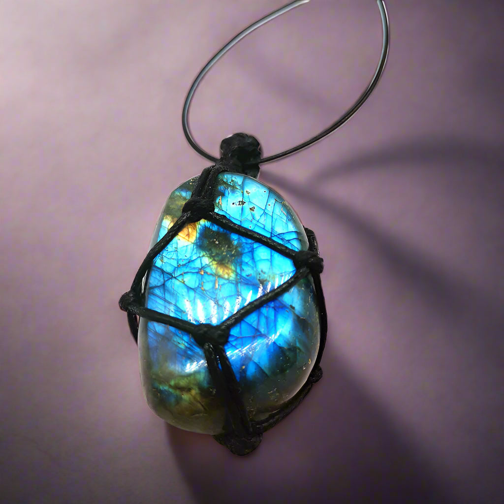 Labradorite Protection Amulet Pendant - front view