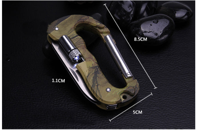 5-in-1 Tactical Camouflage Carabiner | Knife, Saw, LED Light & Keychain - Multi-tool carabiner Readi Gear