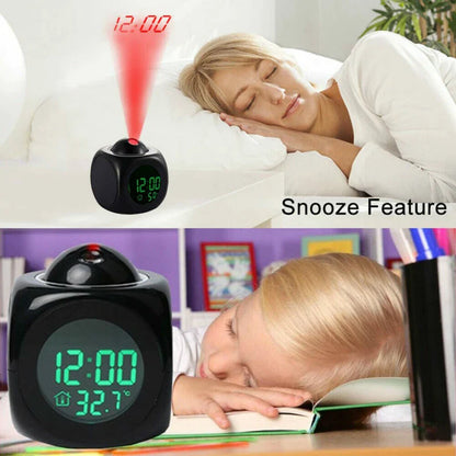 90° Swivel LED Projection Alarm Clock with Voice Talking & Weather Display - 90° Swivel LED Projection Alarm Clock with Voice Talking & Weather Display Readi Gear