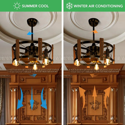Rustic Retreat Farmhouse Style Ceiling Fan - 6-Speed, LED Light, Remote Control - Readi Gear