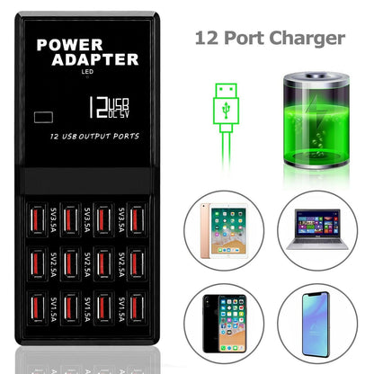 PowerPro 12-Port USB Charging Station: Desktop & Wall Charger Organizer - USB Charging Station Readi Gear