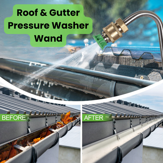 Roof and Gutter Pressure Washer Wand, with before and after photos