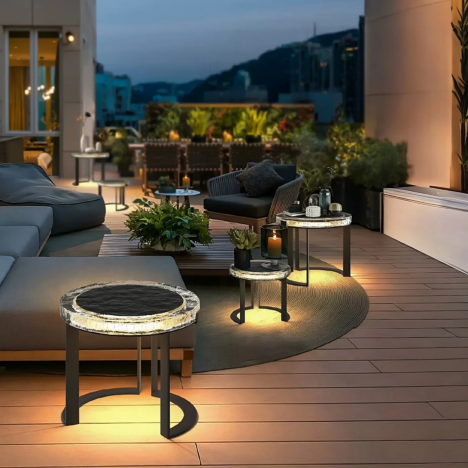 SunGlow Solar-Powered LED Weatherproof Outdoor Patio Table - Solar patio table Readi Gear