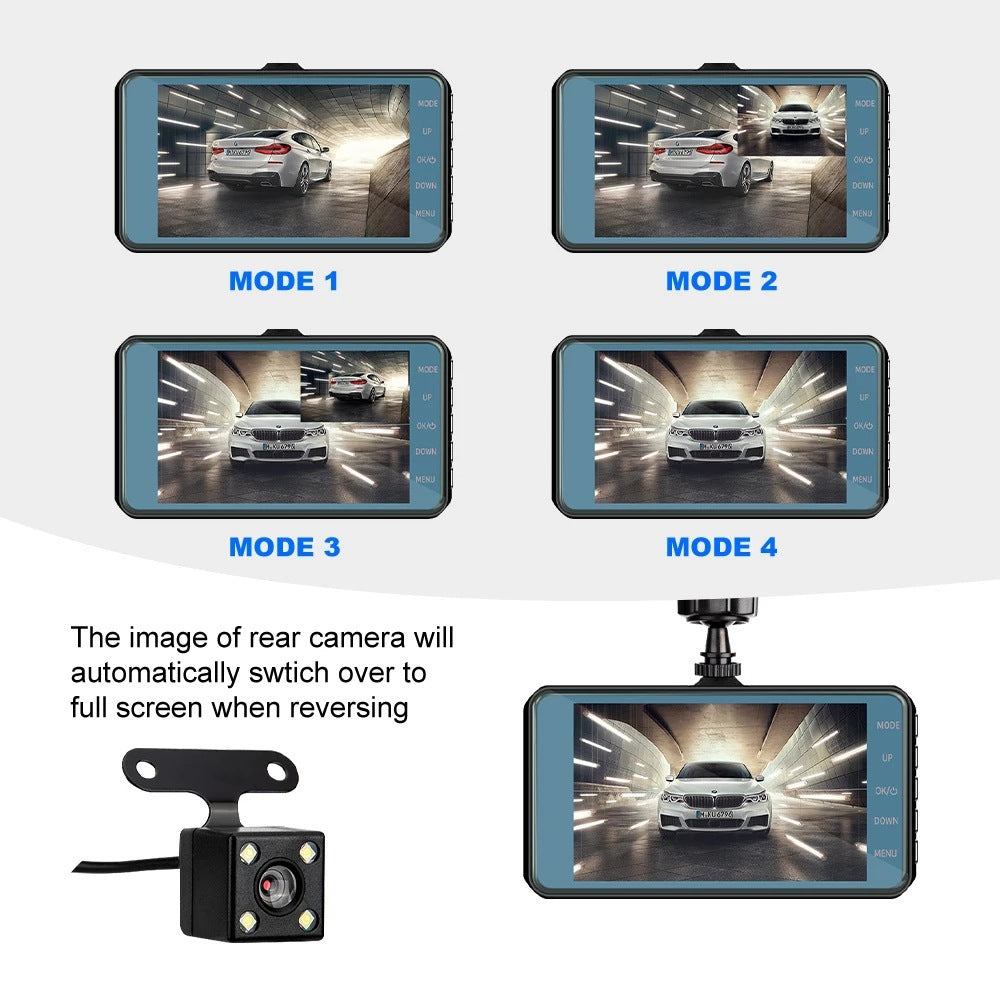 4” HD Touch Screen Dual Lens Dash Cam Recorder – Front & Rear Night Vision - Dash camera Readi Gear