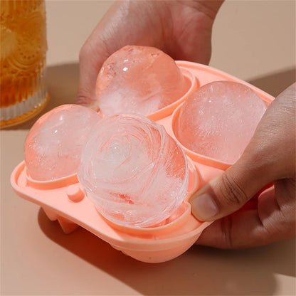 ChillRose 3D Ice Molds - 4 Large Flower Shaped Ice Cubes - Rose 3D Ice Cube Mold Readi Gear