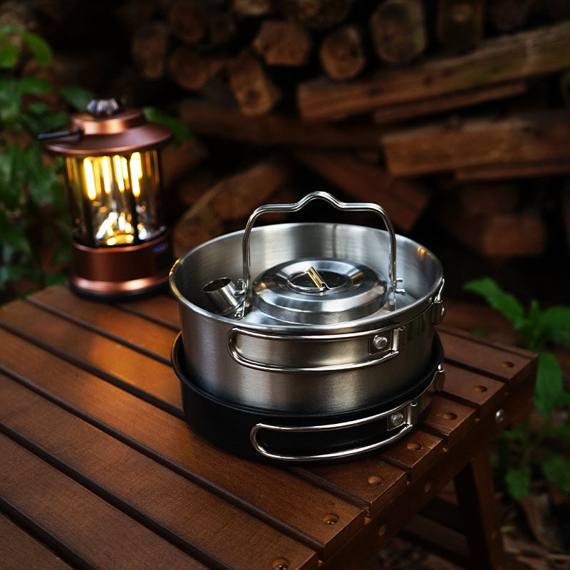 CampMaster 4-Piece Stainless Steel Kettle & Cookware Set - Camping Cookware Set Readi Gear