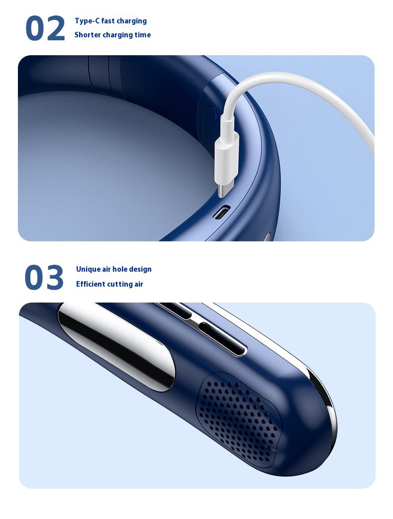 CoolWave Mini Portable USB Bladeless Neck Fan – Silent Operation & 5 Speeds - Neck Cooling Fan Readi Gear