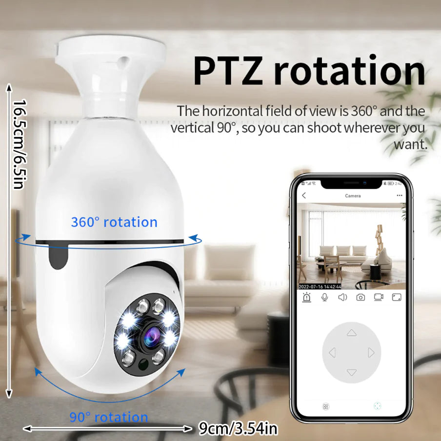 360° Smart Light Bulb Security Camera - 1080P, Wireless, IR Night Vision - 360° Security Camera Readi Gear