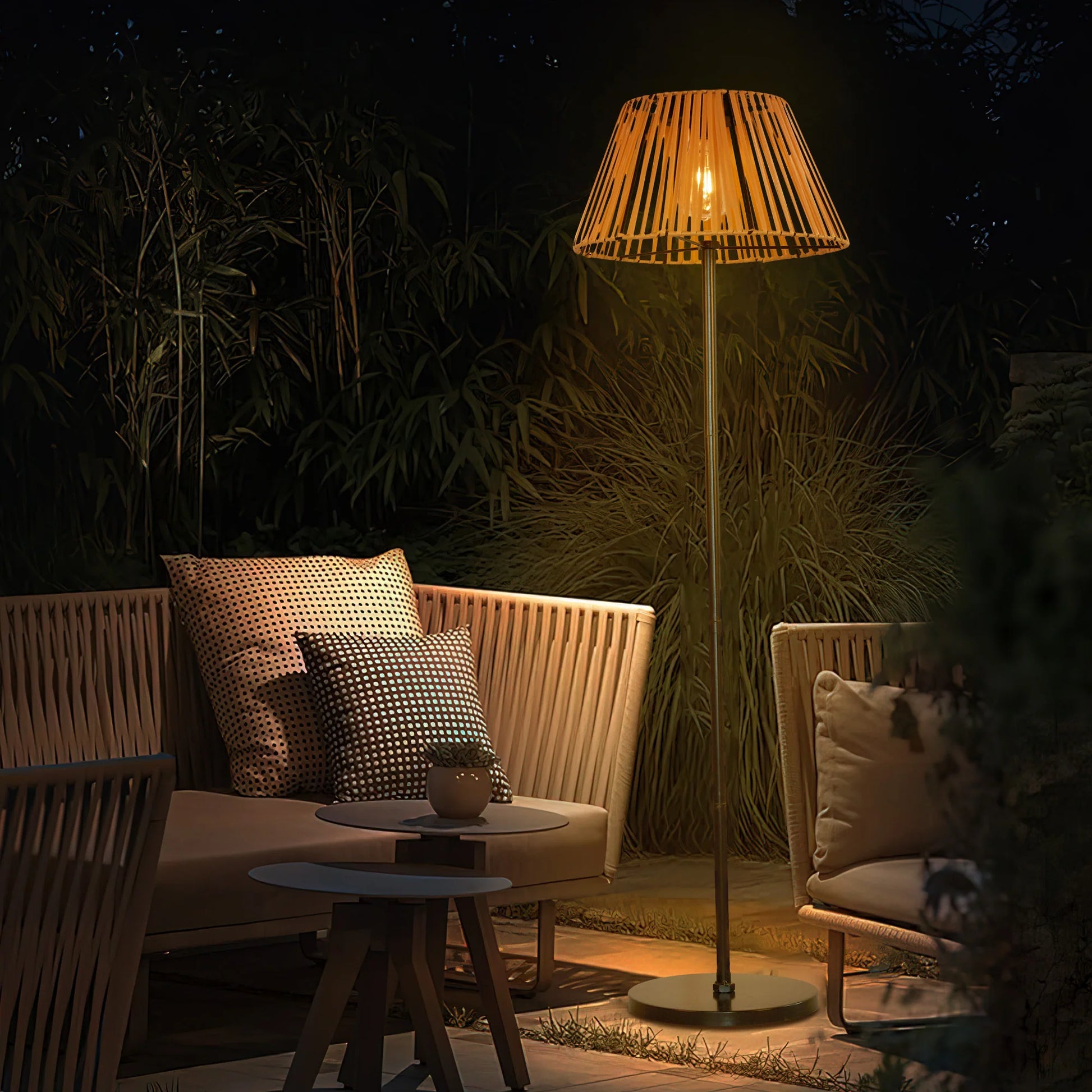 Rustic Radiance Solar Rattan Lamp - Warm Glow for Patio & Garden - Rattan solar lamp Readi Gear