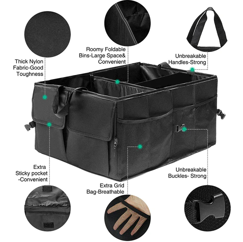 SmartCargo 40L Trunk Organizer - Folding Storage Bin with Mesh Pockets - Car cargo organizer Readi Gear