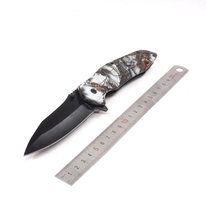 FlintEdge Camo Survival Blade - Camo folding knife with flint Readi Gear