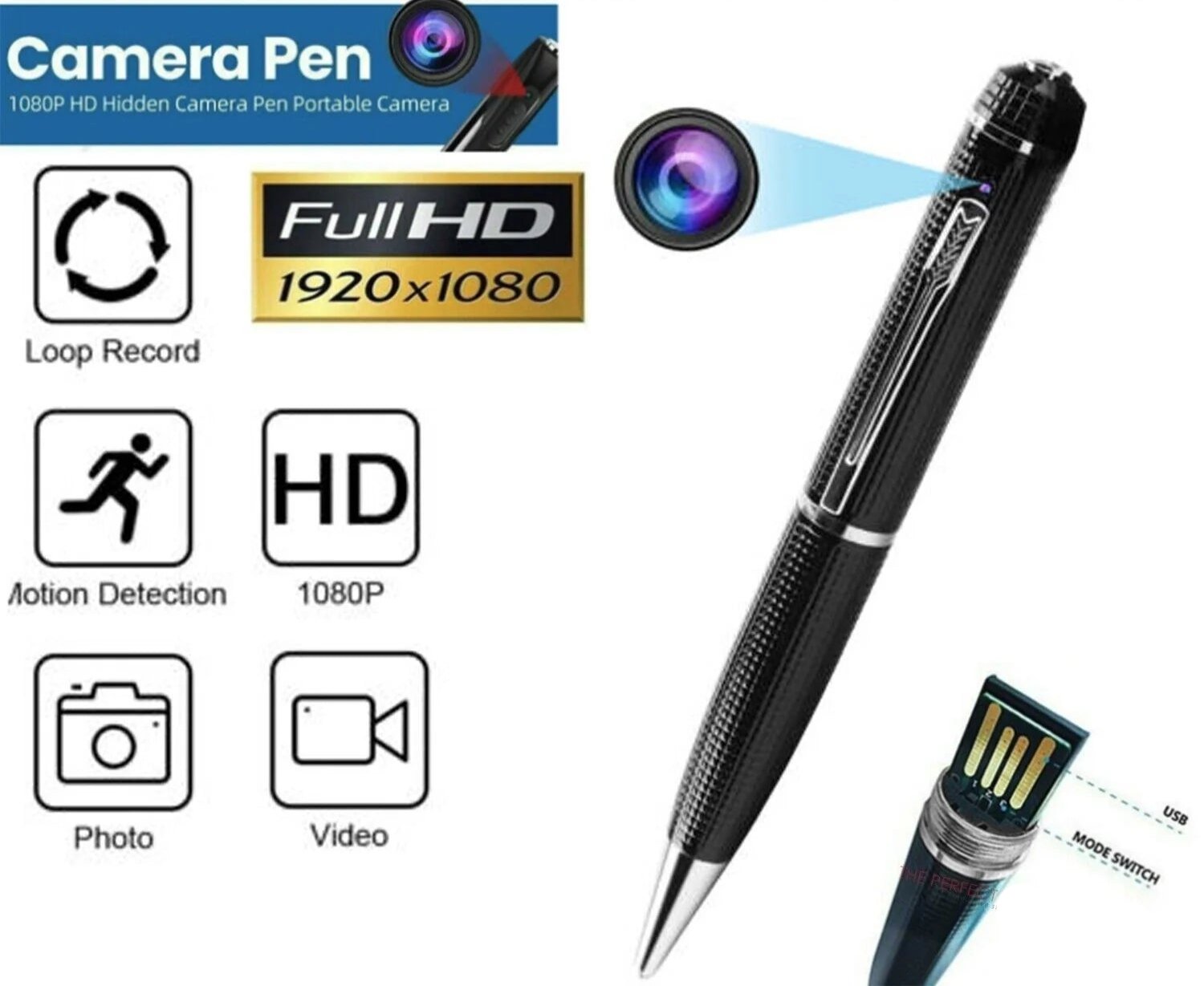 StealthPen 1080P HD Hidden Camera - Mini Spy Video Recorder & USB - Hidden Camera Pen Readi Gear