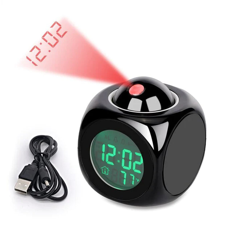90° Swivel LED Projection Alarm Clock with Voice Talking & Weather Display - 90° Swivel LED Projection Alarm Clock with Voice Talking & Weather Display Readi Gear