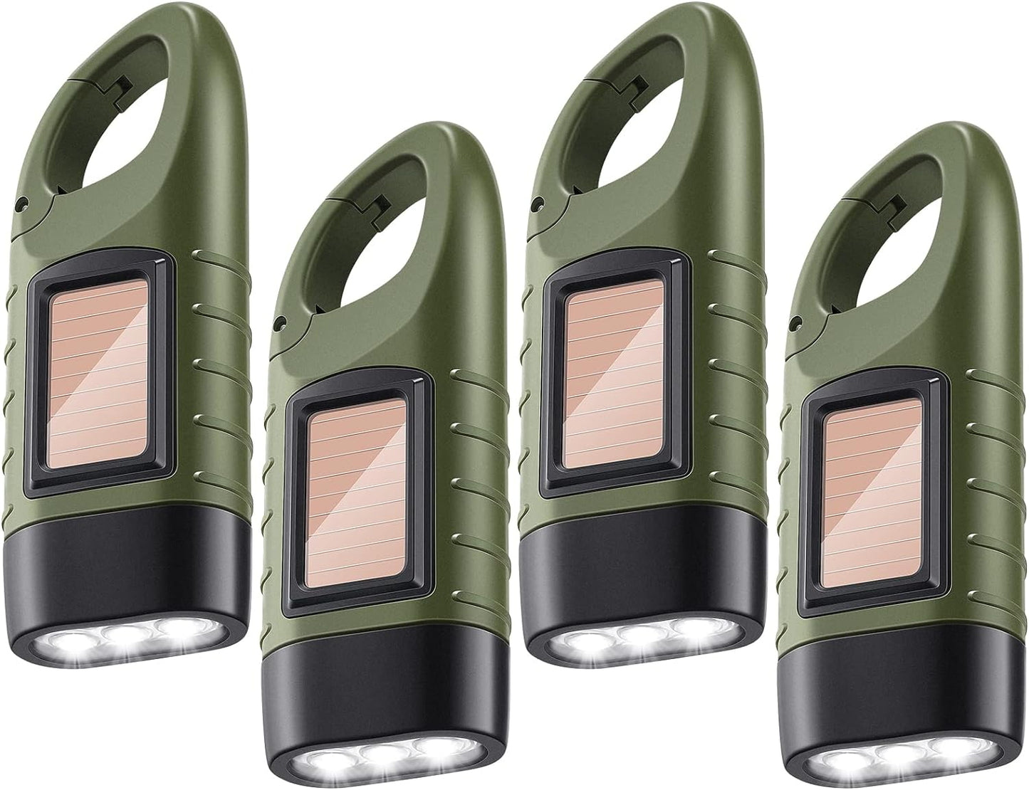 SolarCrank Survival Flashlights - Rechargeable LED Emergency Light w/ Carabiner - Solar crank flashlight Readi Gear