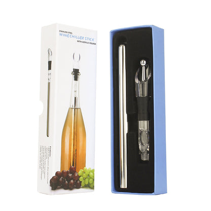 Stainless Steel Wine Chiller Stick: 3-in-1 Cooling Rod, Aerator & Stopper - Wine Chillers & Accessories Readi Gear