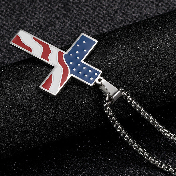 USA Flag Cross Necklace - USA Flag Cross Necklace Readi Gear