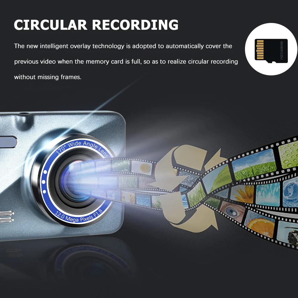 4” HD Touch Screen Dual Lens Dash Cam Recorder – Front & Rear Night Vision - Dash camera Readi Gear