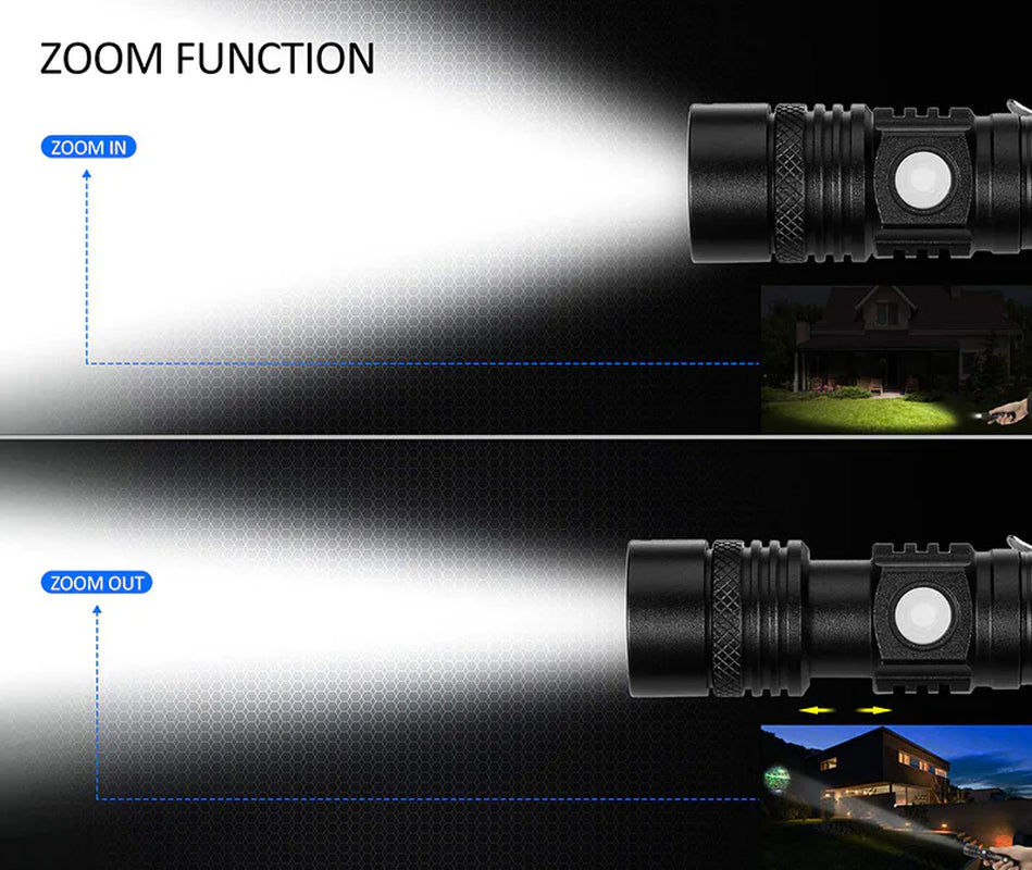 Ultra Bright 90000LM LED Flashlight - Zoomable & Rechargeable - Multifunctional Flashlight Readi Gear