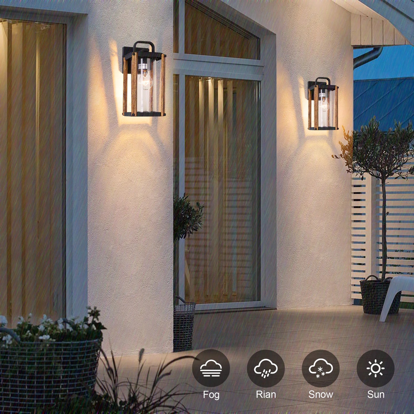 RusticWood Outdoor Porch Lights - Weatherproof Aluminum Alloy - Outdoor porch lights Readi Gear