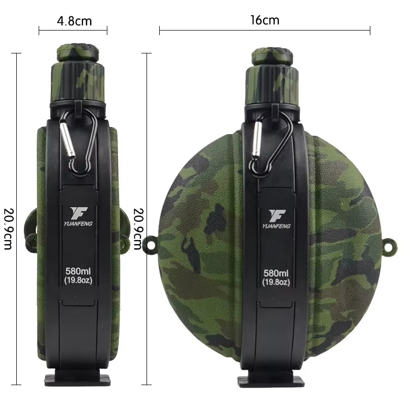 580ML Military Camouflage Water Bottle with Compass - Collapsible & Leakproof - Collapsible Canteen Readi Gear