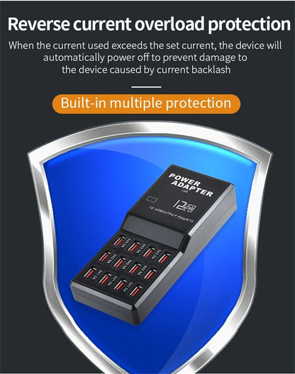 PowerPro 12-Port USB Charging Station: Desktop & Wall Charger Organizer - USB Charging Station Readi Gear
