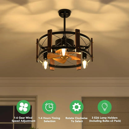 Rustic Retreat Farmhouse Style Ceiling Fan - 6-Speed, LED Light, Remote Control - Readi Gear