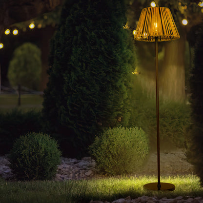 Rustic Radiance Solar Rattan Lamp - Warm Glow for Patio & Garden - Rattan solar lamp Readi Gear