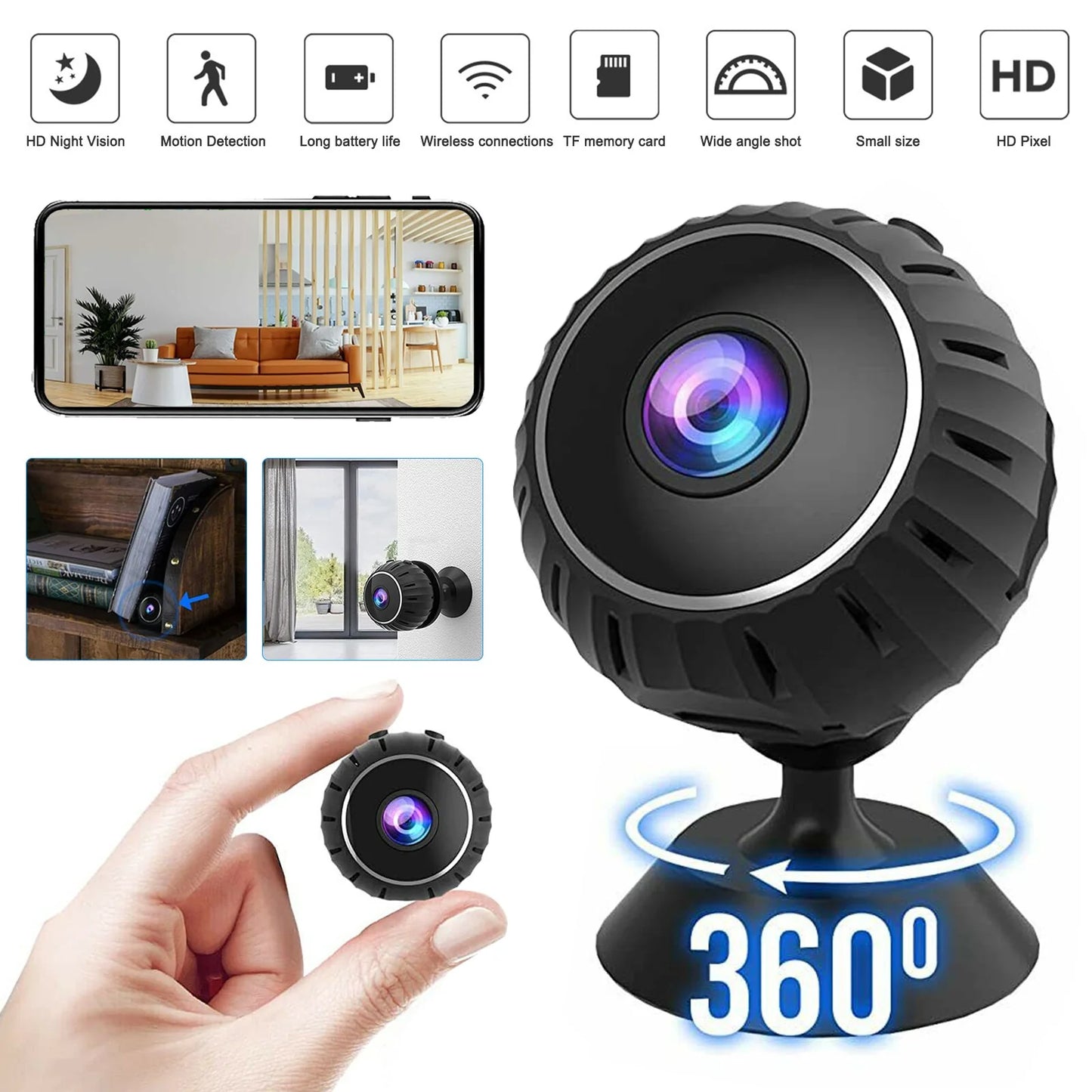 StealthView 360° Mini HD Wifi Wireless Nanny Spy Camera - Readi Gear