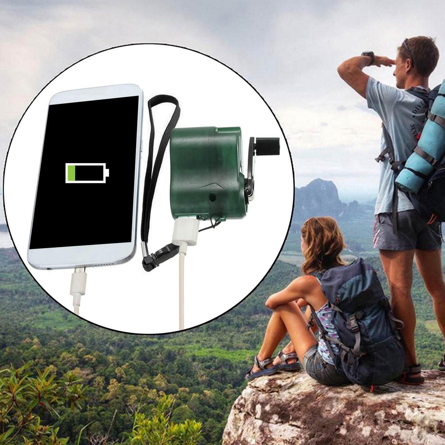 Survival Hand Crank Phone Charger – USB Power Bank & LED Light - Emergency USB Power Charger Readi Gear