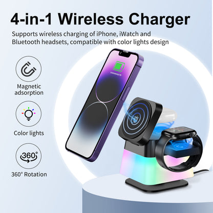 GlowDock 4-in-1 Rotating Magnetic Multi-Device Charging Station - GlowDock 4-in-1 Rotating Magnetic Multi-Device Charging Station Readi Gear