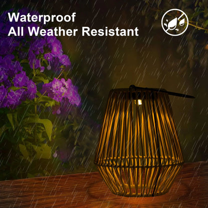SolarNest Rattan Lantern: Solar-Powered Ambiance for Patios & Walkways - Solar Lantern Readi Gear