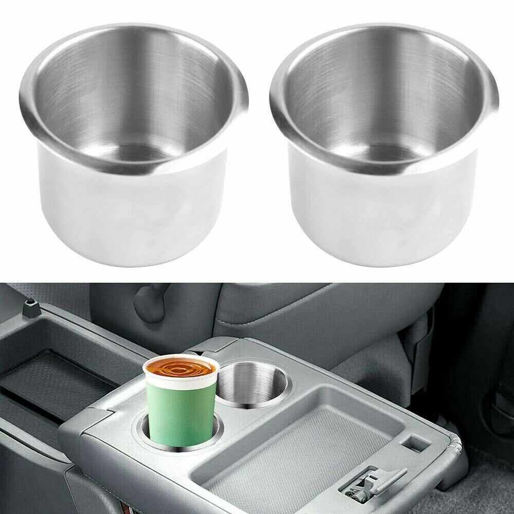 Universal Stainless Steel Cup Holder - Car, Boat, RV, Truck, Marine (2 Pack) - Stainless steel cup holder Readi Gear