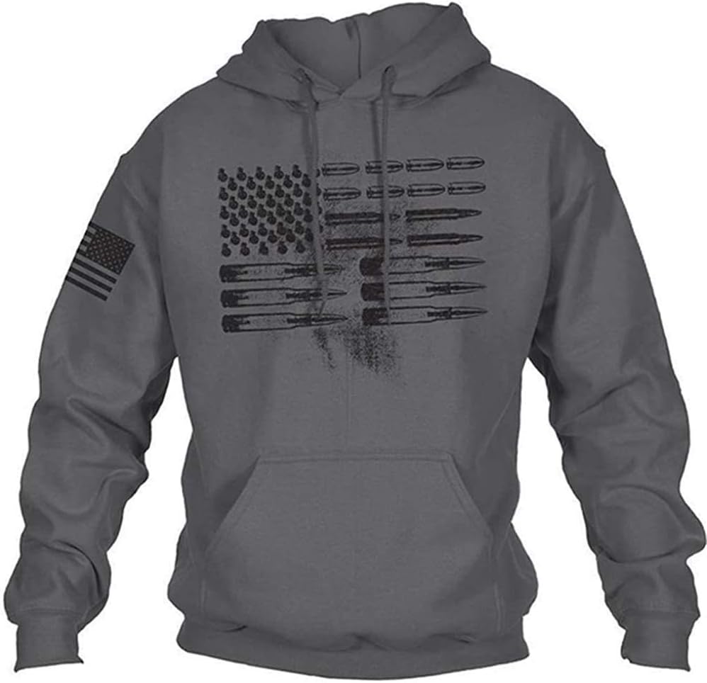 American Pride Bullet Flag Hoodie - Men's Vintage Pullover Sweatshirt - American Flag Bullet Hoodie Readi Gear
