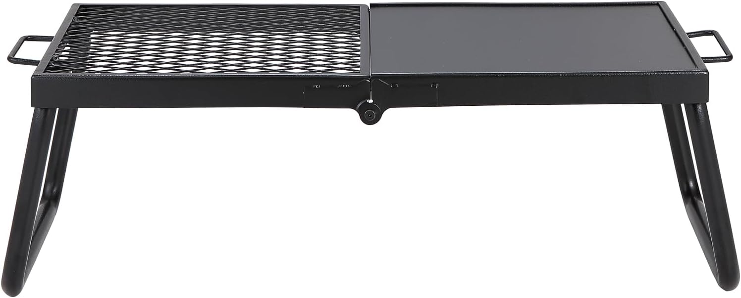 CampMate Foldable Grill & Griddle - Heavy Duty Fire Pit Cooking Rack - Foldable Campfire Grill Readi Gear