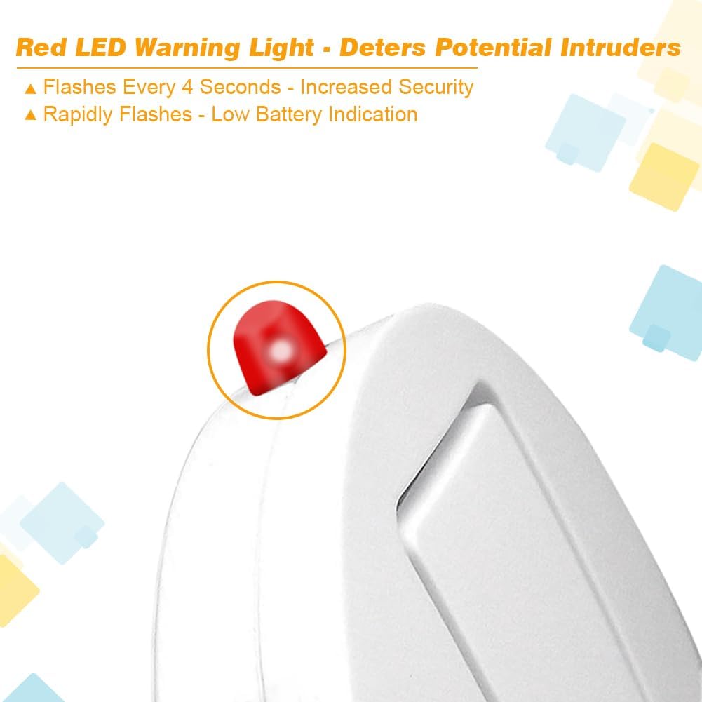 GlassBreak Defender – 4 Wireless Window Alarms with LED & Battery Alert