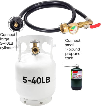 1LB Propane Tank Refill Hose with On/Off Valve – Fits 20/40LB Tanks