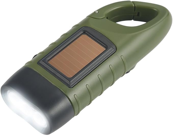 SolarCrank Survival Flashlights - Rechargeable LED Emergency Light w/ Carabiner - Solar crank flashlight Readi Gear
