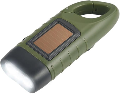 SolarCrank Survival Flashlights - Rechargeable LED Emergency Light w/ Carabiner - Solar crank flashlight Readi Gear