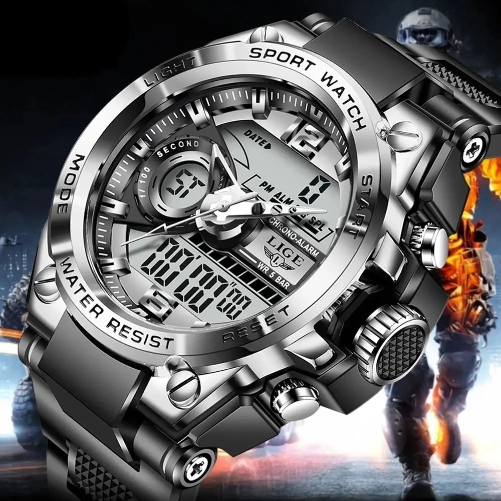 Lige SteelForce 50M Waterproof Military Sport Watch with LED - waterproof military watch Readi Gear